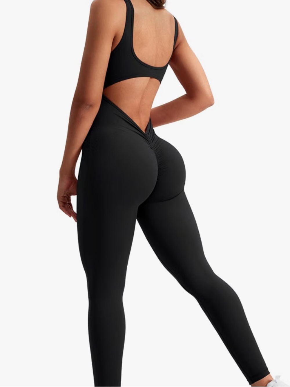 Black Sleeveless Backless Scrunch Jumpsuit for Women